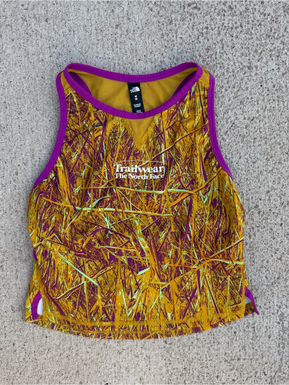 The North Face Trailwear M Graphic Tank Mustard Purple Trail Running Gorpcore